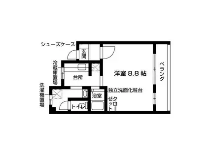 クリビアちくさB棟(ワンルーム/3階)の間取り写真