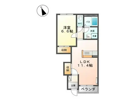 ディアコート(1LDK/1階)の間取り写真