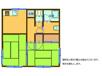 柚の木田ハイツ(2K/1階)の間取り写真