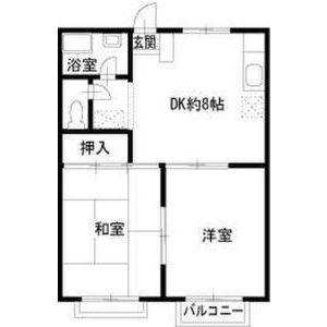 皇山町ハイツ(2DK/2階)の間取り写真