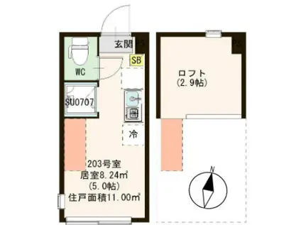 ハーモニーテラス神谷IV(ワンルーム/1階)の間取り写真