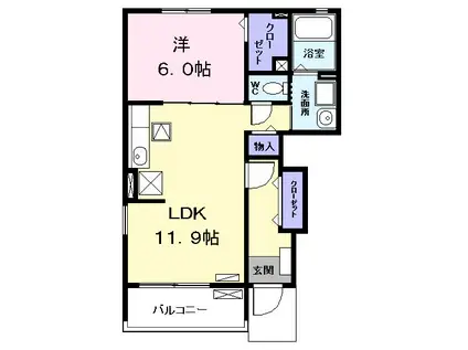 ハート フル ハウス(1LDK/1階)の間取り写真
