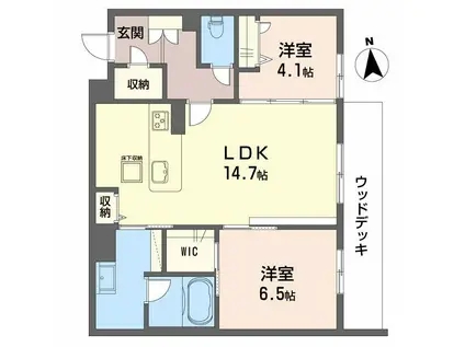 シャーメゾン江平ウエスト(2LDK/1階)の間取り写真