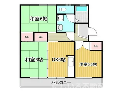 見能林ハイツ(3DK/2階)の間取り写真
