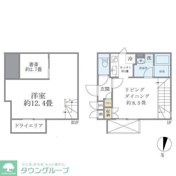 ALERO新中野II(1SLDK/1階)の間取り写真