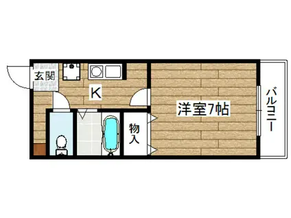 クロシオハイツV(1K/1階)の間取り写真