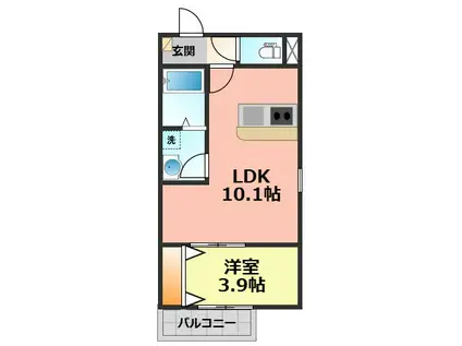 LECOCON岩倉V(1LDK/2階)の間取り写真