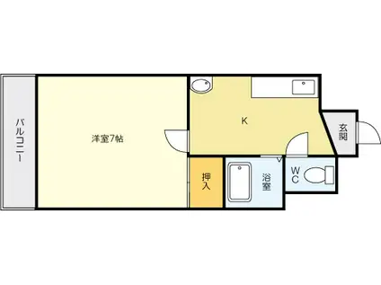 ビブレ城野(1K/2階)の間取り写真
