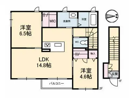 J.カルテット(2LDK/2階)の間取り写真