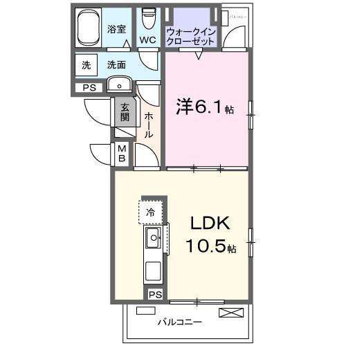 SUNLIT 三木(1LDK/2階)の間取り写真