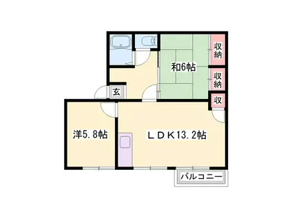 エストピア網干 C棟(2LDK/2階)の間取り写真