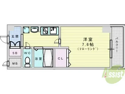 E-GATE(1K/3階)の間取り写真