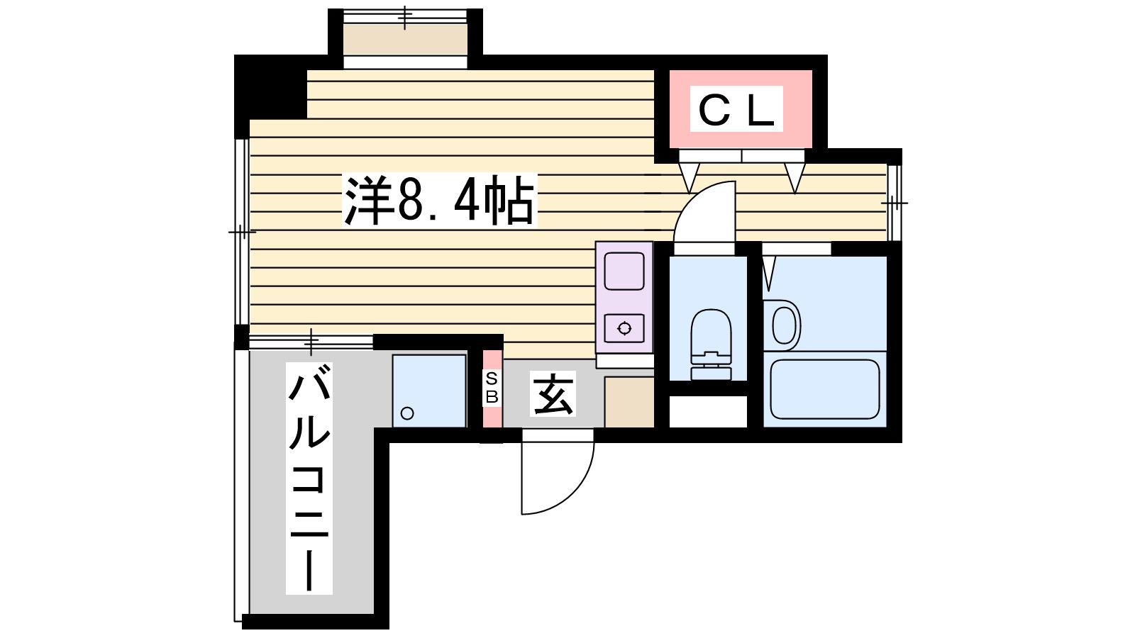 YKハイツ西明石(ワンルーム/4階)の間取り写真