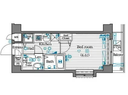 ガラシティ大崎(1K/2階)の間取り写真