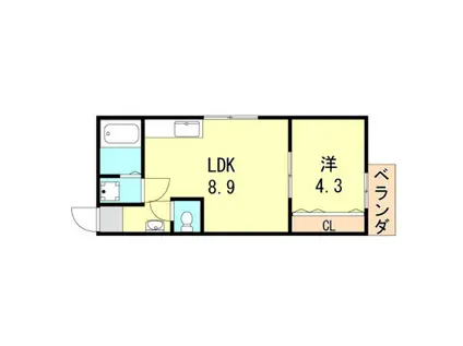 AQUA明石FLAP(1LDK/1階)の間取り写真