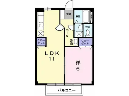 スカイハイツ(1LDK/1階)の間取り写真
