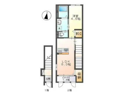 エクセル(1LDK/2階)の間取り写真
