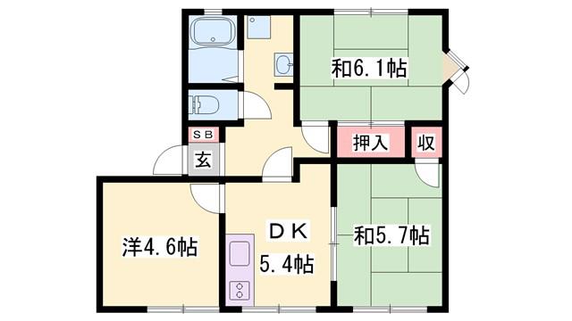 ハイツ宝和(3DK/2階)の間取り写真