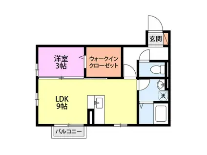 ピースフルベル(1LDK/1階)の間取り写真