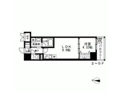 LA BELJOUR 錦糸町(1LDK/5階)の間取り写真