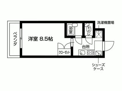 バードヒルズ(1K/3階)の間取り写真