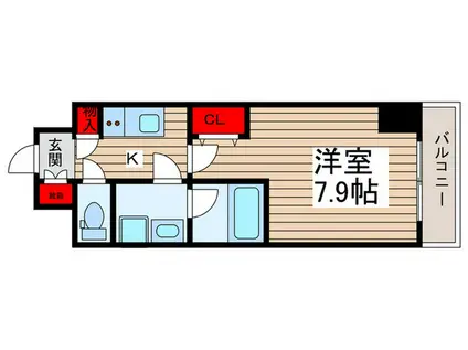 ラグゼナ松戸(1K/3階)の間取り写真