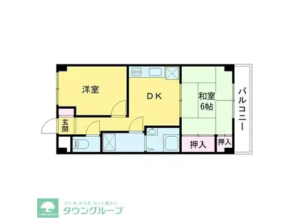 ハイランド赤尾(2DK/3階)の間取り写真