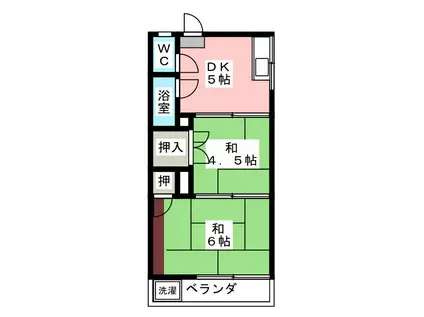 コーポラス美山B(2DK/2階)の間取り写真