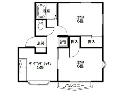 フラット小松 A棟(2DK/2階)の間取り写真