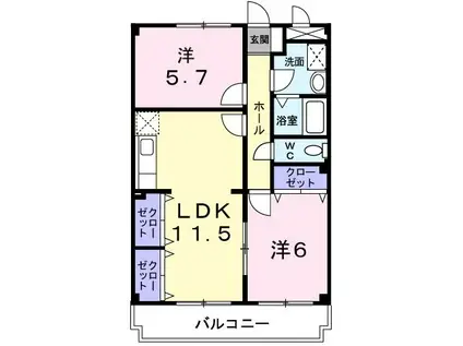 グランフォーレ池上(2LDK/1階)の間取り写真