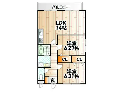 プレジデント(2LDK/4階)の間取り写真