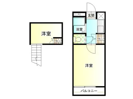 ウェルネス石坂(1K/2階)の間取り写真