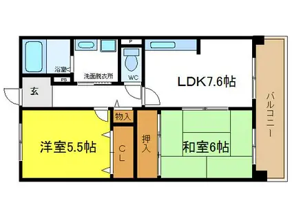 コーシャハイツ相生(2DK/3階)の間取り写真