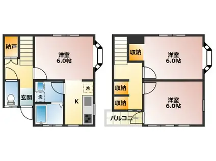 及川テラスハウス(3K/1階)の間取り写真