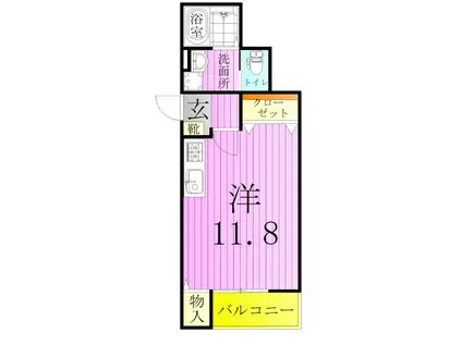 アパルトマン1(ワンルーム/2階)の間取り写真