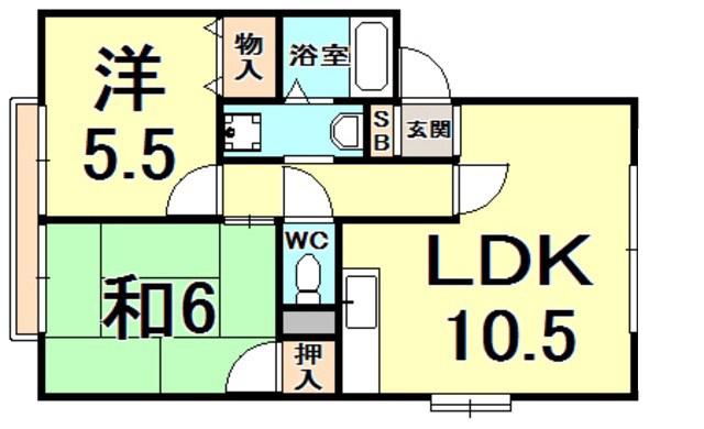 アネシス愛宕山(2LDK/2階)の間取り写真