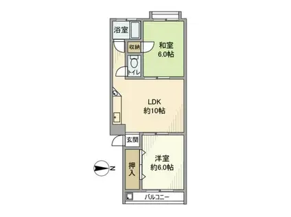 高松レジデンス(2LDK/3階)の間取り写真