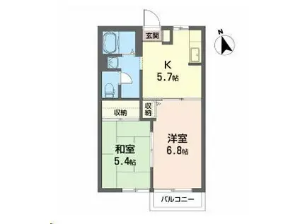 エバーグリーンC(2K/2階)の間取り写真