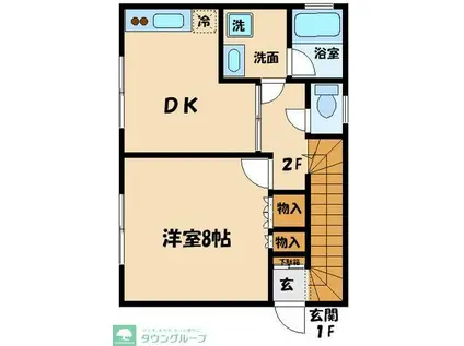 シャローム千歳B(1DK/2階)の間取り写真