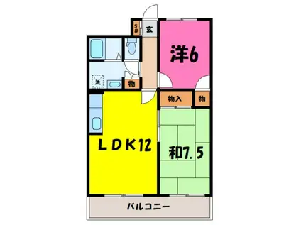 ラフェスタ太田(2LDK/7階)の間取り写真
