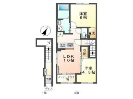スターテラス瀬戸II(2LDK/2階)の間取り写真