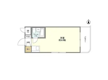 西新宿ダイヤモンドパレス(ワンルーム/2階)の間取り写真