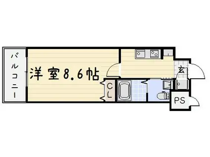 NO.65クロッシングタワーORIENT.BLD(1K/4階)の間取り写真