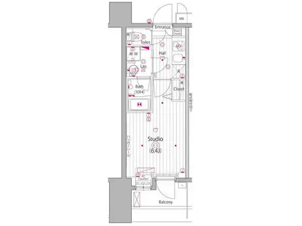 グランド・ガーラ川崎(1K/6階)の間取り写真