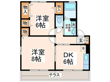 キャッスルコンフォート(2DK/1階)の間取り写真