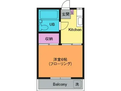 はづきハイム(1K/2階)の間取り写真