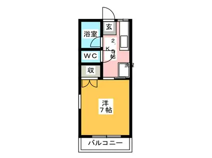 ドルフ向平(1K/2階)の間取り写真