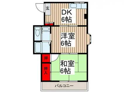 サンライトハウス(2DK/2階)の間取り写真