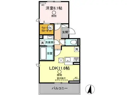 クレリア(1LDK/2階)の間取り写真