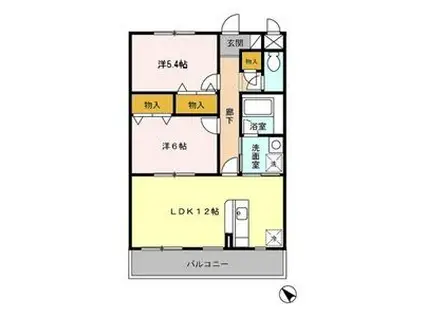 エクセレンス フジエ(2LDK/2階)の間取り写真